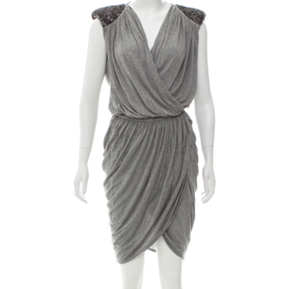 Robert Rodriguez gray dress with metal capsules🍸